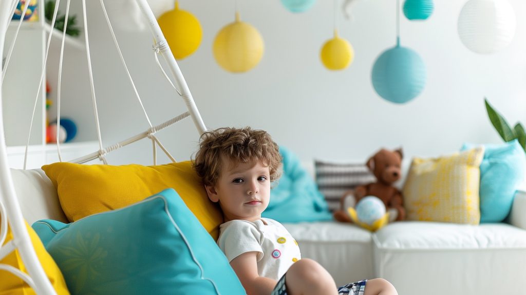 A child sits in time out. Positive discipline strategies